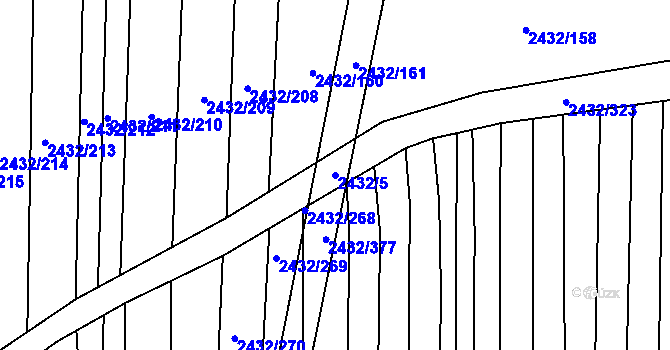 Parcela st. 2432/5 v KÚ Ratíškovice, Katastrální mapa