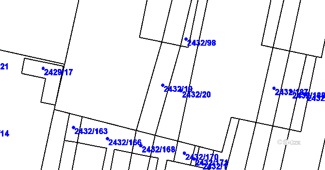 Parcela st. 2432/19 v KÚ Ratíškovice, Katastrální mapa