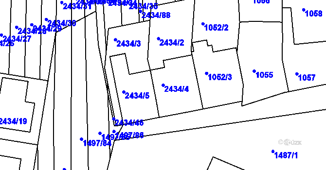 Parcela st. 2434/4 v KÚ Ratíškovice, Katastrální mapa