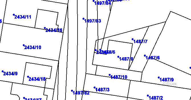 Parcela st. 2434/7 v KÚ Ratíškovice, Katastrální mapa