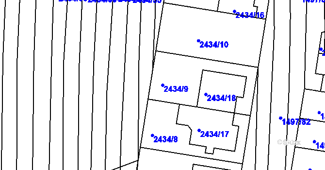 Parcela st. 2434/9 v KÚ Ratíškovice, Katastrální mapa