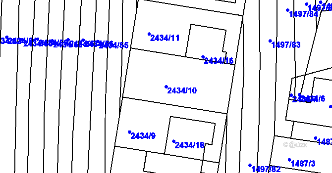 Parcela st. 2434/10 v KÚ Ratíškovice, Katastrální mapa