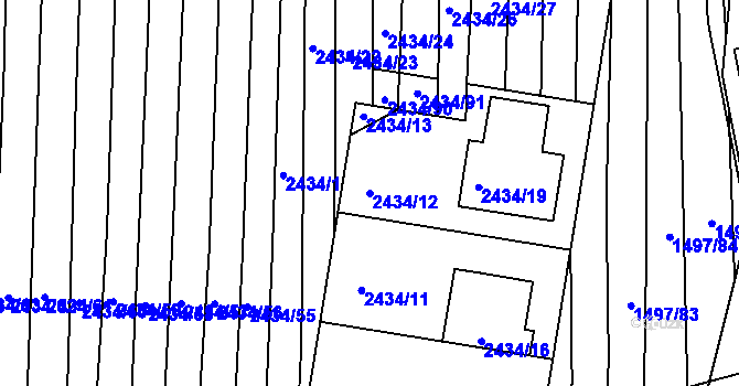 Parcela st. 2434/12 v KÚ Ratíškovice, Katastrální mapa
