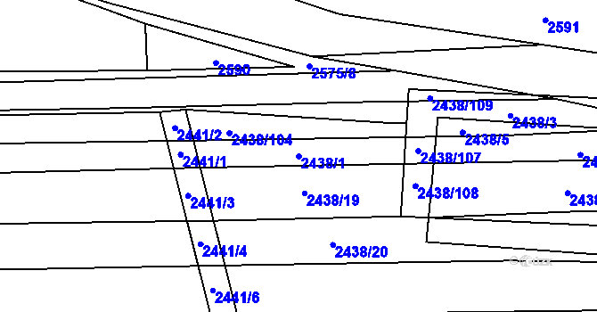 Parcela st. 2438/1 v KÚ Ratíškovice, Katastrální mapa