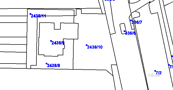 Parcela st. 2438/10 v KÚ Ratíškovice, Katastrální mapa