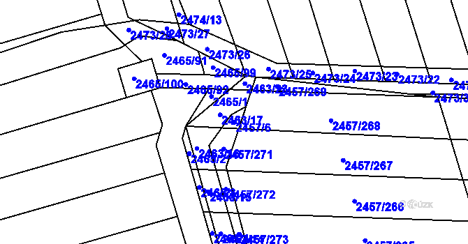 Parcela st. 2457/6 v KÚ Ratíškovice, Katastrální mapa
