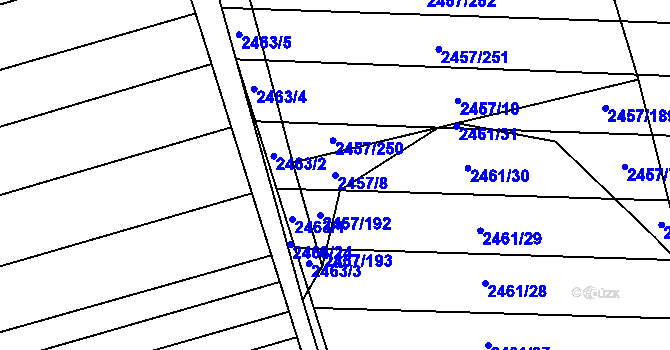 Parcela st. 2457/8 v KÚ Ratíškovice, Katastrální mapa