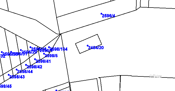 Parcela st. 2484/20 v KÚ Ratíškovice, Katastrální mapa