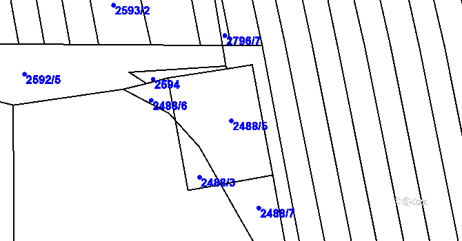 Parcela st. 2488/5 v KÚ Ratíškovice, Katastrální mapa