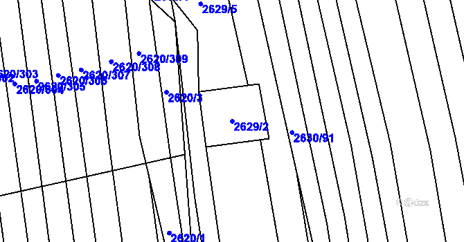 Parcela st. 2629/2 v KÚ Ratíškovice, Katastrální mapa