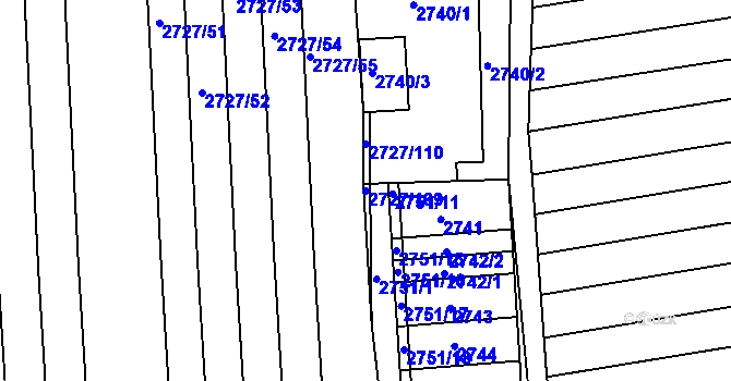 Parcela st. 2727/109 v KÚ Ratíškovice, Katastrální mapa