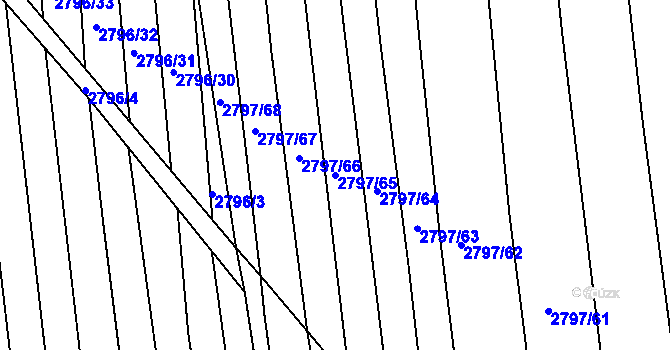 Parcela st. 2797/65 v KÚ Ratíškovice, Katastrální mapa