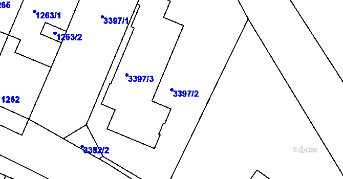 Parcela st. 3397/2 v KÚ Ratíškovice, Katastrální mapa