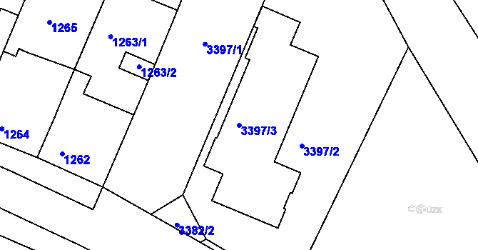 Parcela st. 3397/3 v KÚ Ratíškovice, Katastrální mapa