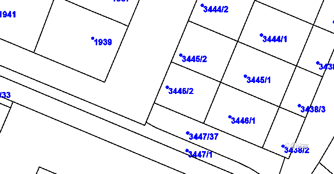 Parcela st. 3446/2 v KÚ Ratíškovice, Katastrální mapa