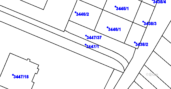 Parcela st. 3447/1 v KÚ Ratíškovice, Katastrální mapa