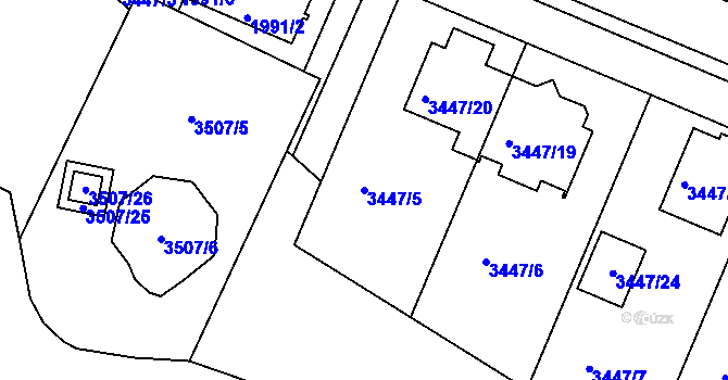 Parcela st. 3447/5 v KÚ Ratíškovice, Katastrální mapa