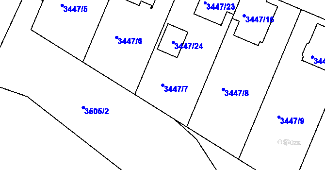 Parcela st. 3447/7 v KÚ Ratíškovice, Katastrální mapa