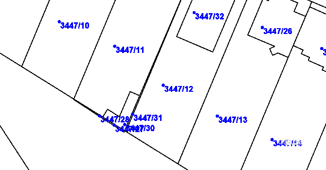 Parcela st. 3447/12 v KÚ Ratíškovice, Katastrální mapa
