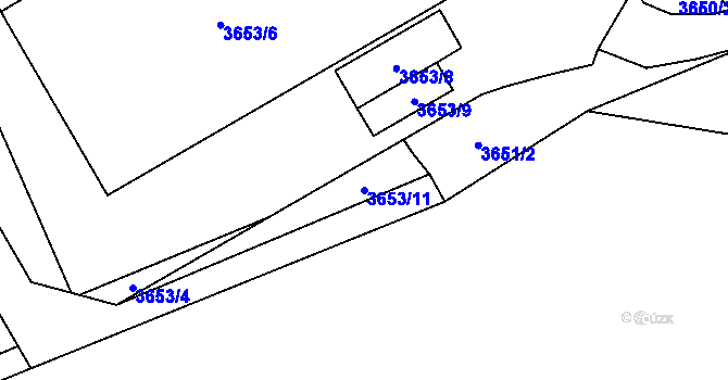 Parcela st. 3653/11 v KÚ Ratíškovice, Katastrální mapa