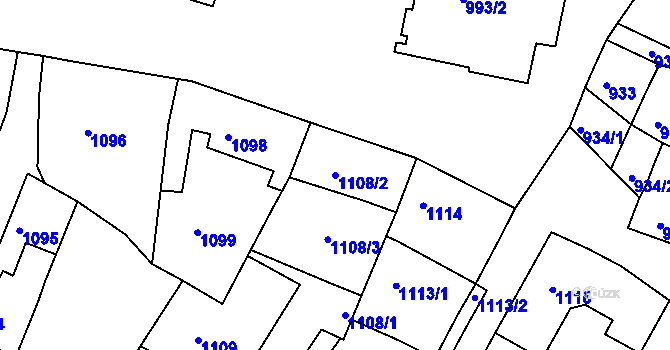 Parcela st. 1108/2 v KÚ Ratíškovice, Katastrální mapa
