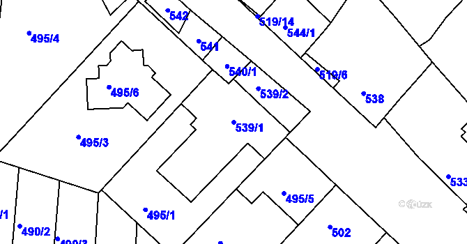 Parcela st. 539/1 v KÚ Ratíškovice, Katastrální mapa