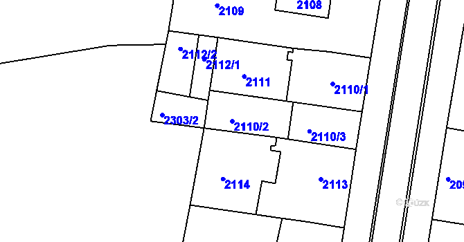 Parcela st. 2110/2 v KÚ Ratíškovice, Katastrální mapa