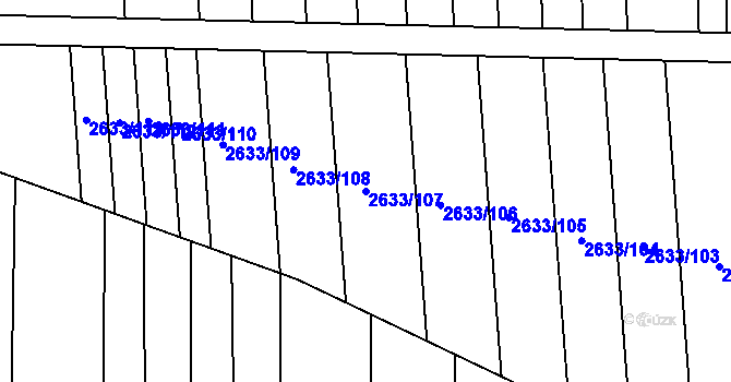 Parcela st. 2633/107 v KÚ Ratíškovice, Katastrální mapa