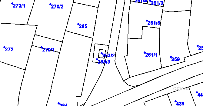 Parcela st. 263/2 v KÚ Ratíškovice, Katastrální mapa