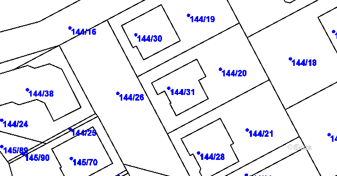 Parcela st. 144/31 v KÚ Ratíškovice, Katastrální mapa