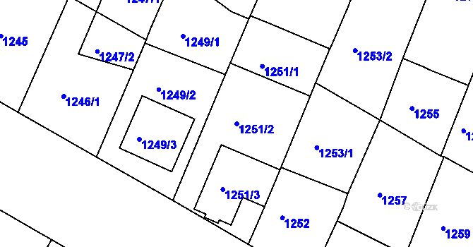 Parcela st. 1251/2 v KÚ Ratíškovice, Katastrální mapa