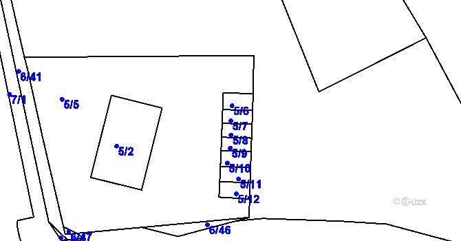 Parcela st. 5/7 v KÚ Ratíškovice, Katastrální mapa