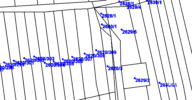 Parcela st. 2620/309 v KÚ Ratíškovice, Katastrální mapa