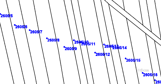 Parcela st. 2605/11 v KÚ Ratíškovice, Katastrální mapa
