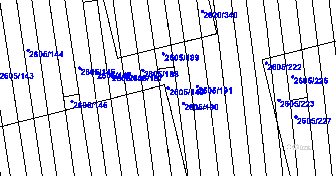 Parcela st. 2605/149 v KÚ Ratíškovice, Katastrální mapa