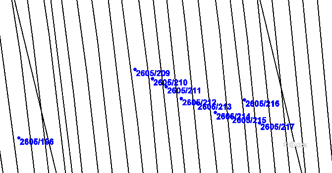 Parcela st. 2605/211 v KÚ Ratíškovice, Katastrální mapa