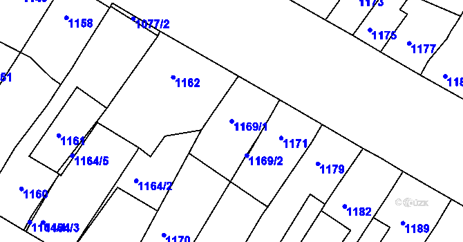 Parcela st. 1169/1 v KÚ Ratíškovice, Katastrální mapa