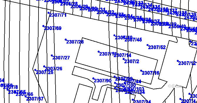 Parcela st. 2307/13 v KÚ Ratíškovice, Katastrální mapa