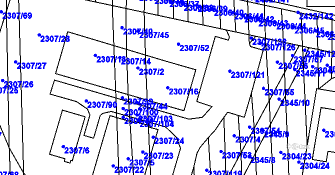 Parcela st. 2307/16 v KÚ Ratíškovice, Katastrální mapa