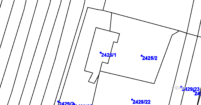 Parcela st. 2425/1 v KÚ Ratíškovice, Katastrální mapa