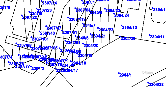 Parcela st. 2304/20 v KÚ Ratíškovice, Katastrální mapa