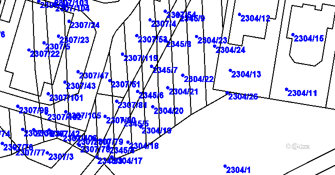 Parcela st. 2304/21 v KÚ Ratíškovice, Katastrální mapa