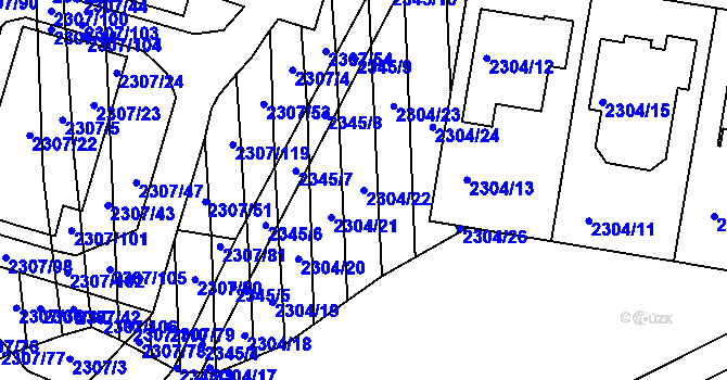 Parcela st. 2304/22 v KÚ Ratíškovice, Katastrální mapa