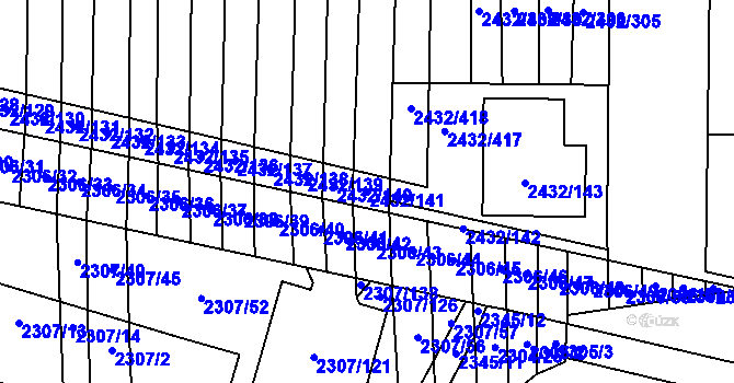 Parcela st. 2432/141 v KÚ Ratíškovice, Katastrální mapa