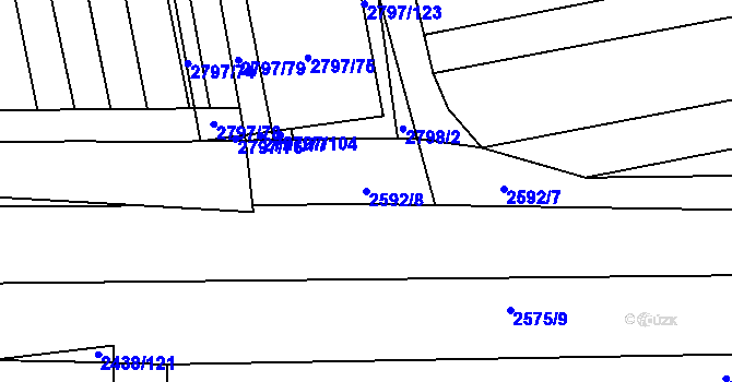 Parcela st. 2592/8 v KÚ Ratíškovice, Katastrální mapa