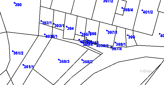 Parcela st. 395/4 v KÚ Ratíškovice, Katastrální mapa