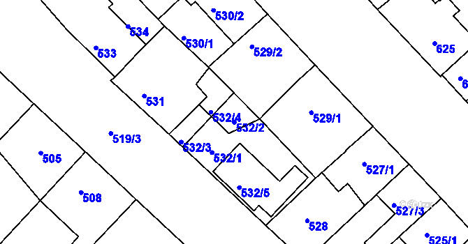 Parcela st. 532/2 v KÚ Ratíškovice, Katastrální mapa