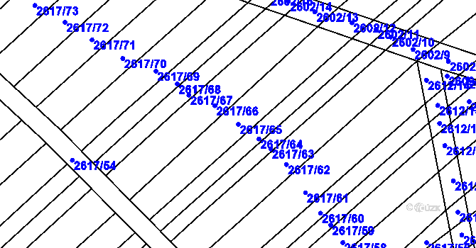 Parcela st. 2617/65 v KÚ Ratíškovice, Katastrální mapa