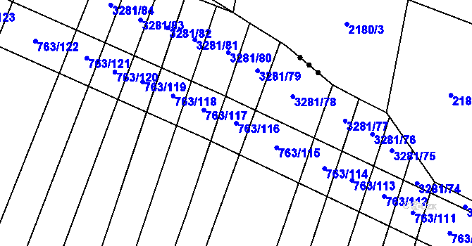 Parcela st. 763/116 v KÚ Ratíškovice, Katastrální mapa