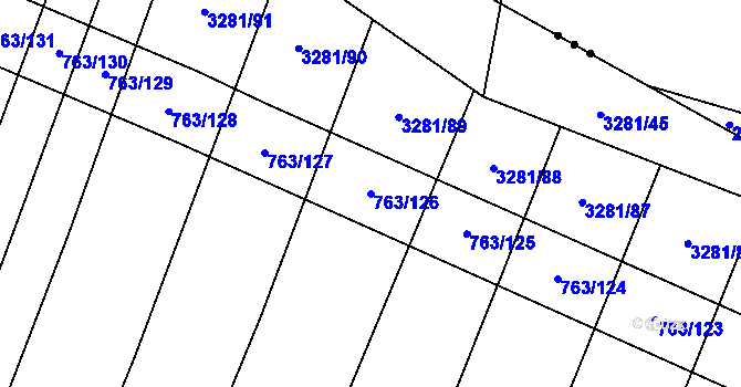 Parcela st. 763/126 v KÚ Ratíškovice, Katastrální mapa